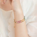 Zooying 2mm Tiny Tourmaline Bracelet Natural Stone Rainbow Color Gemstone Mini Beaded Bracelet