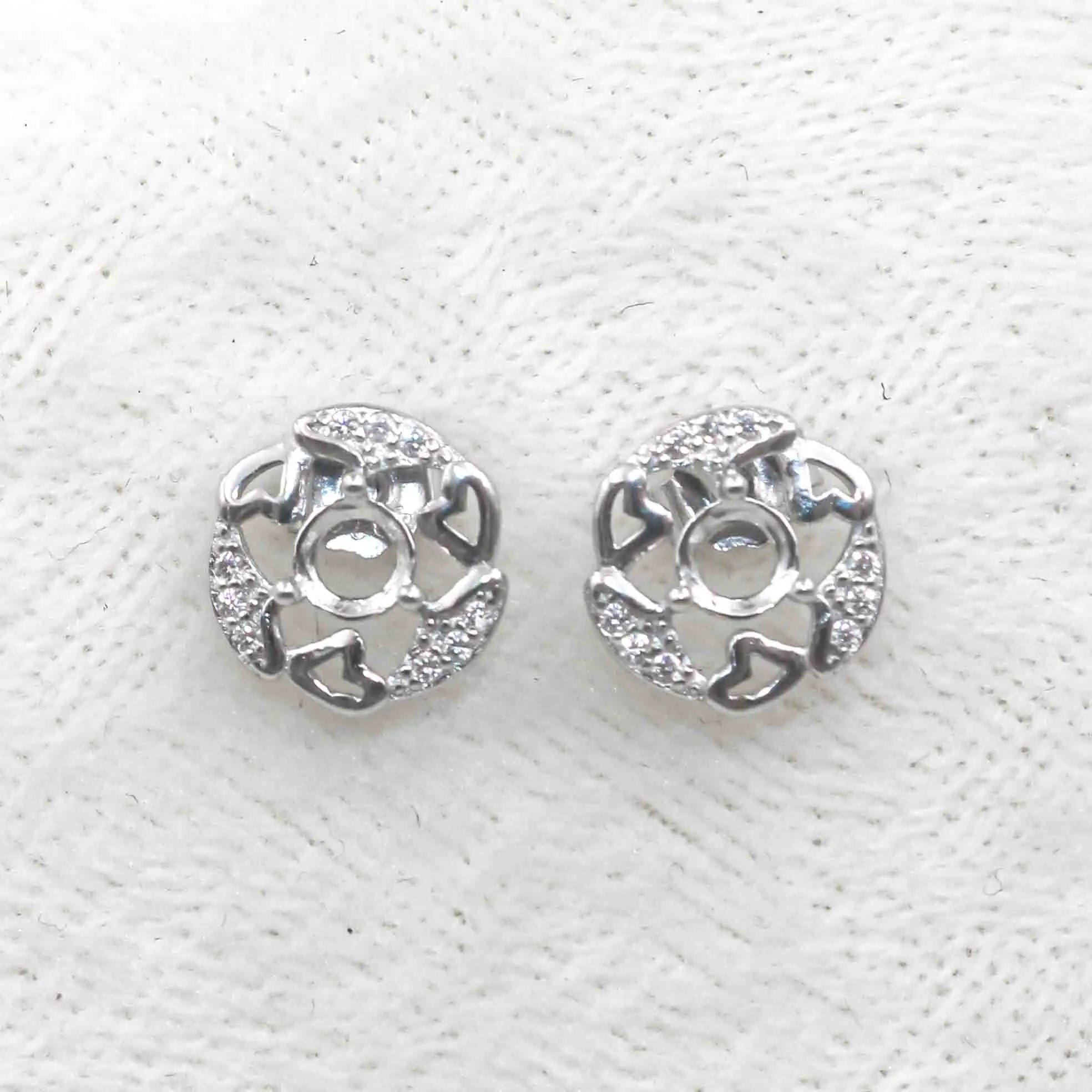 Sterling Silver 4*4mm Semi Mount Stud Earrings Empty Support Blank Claws Setting S925 Base Without Center Stone for DIY Inlay