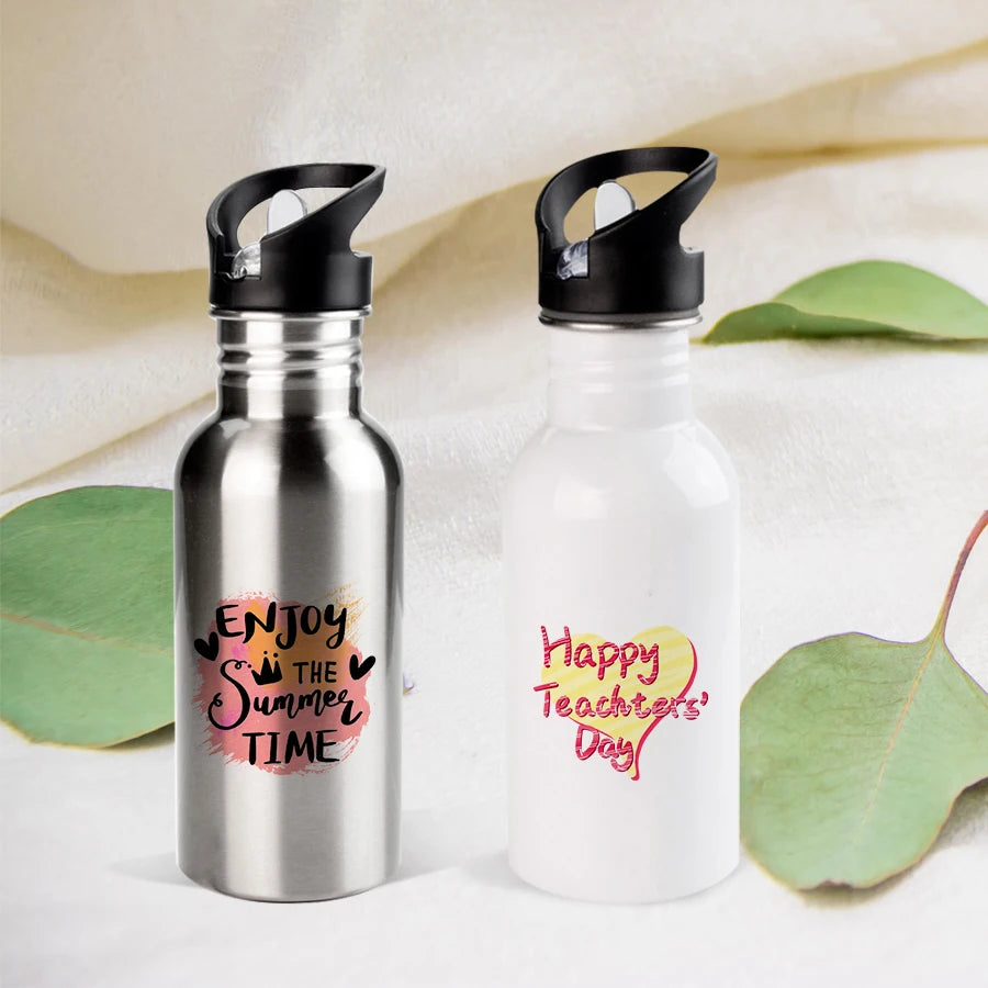 Topjlh Sublimation Blanks Sport Bottle Stainless Steel Drinkware Gym Thermos Insulated Water Straw for Outdoor Tours and Travel