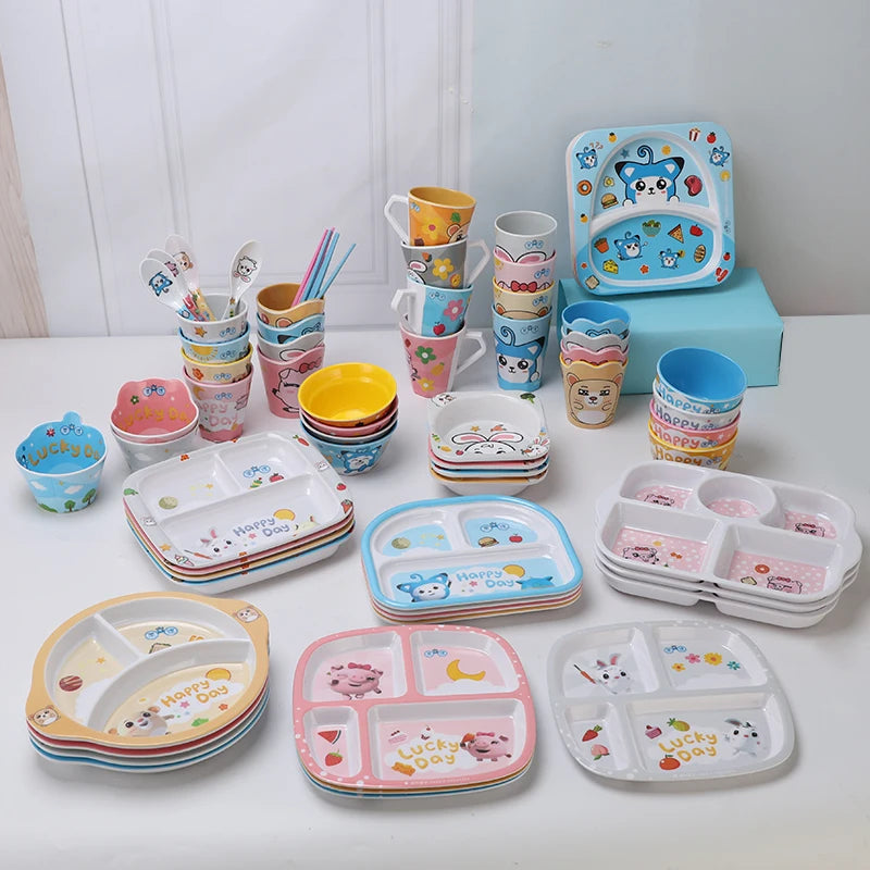 BPA Free Custom Design Compartment Plates Melamine 4 Compartment Kids Dinner Plate