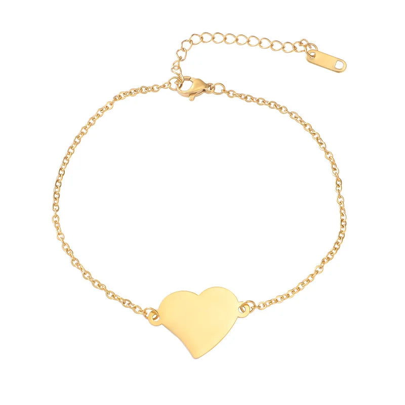 MIENTER Heart Bracelets for Women Jewelry Luxury Stainless Steel Gold Charms Bracelet