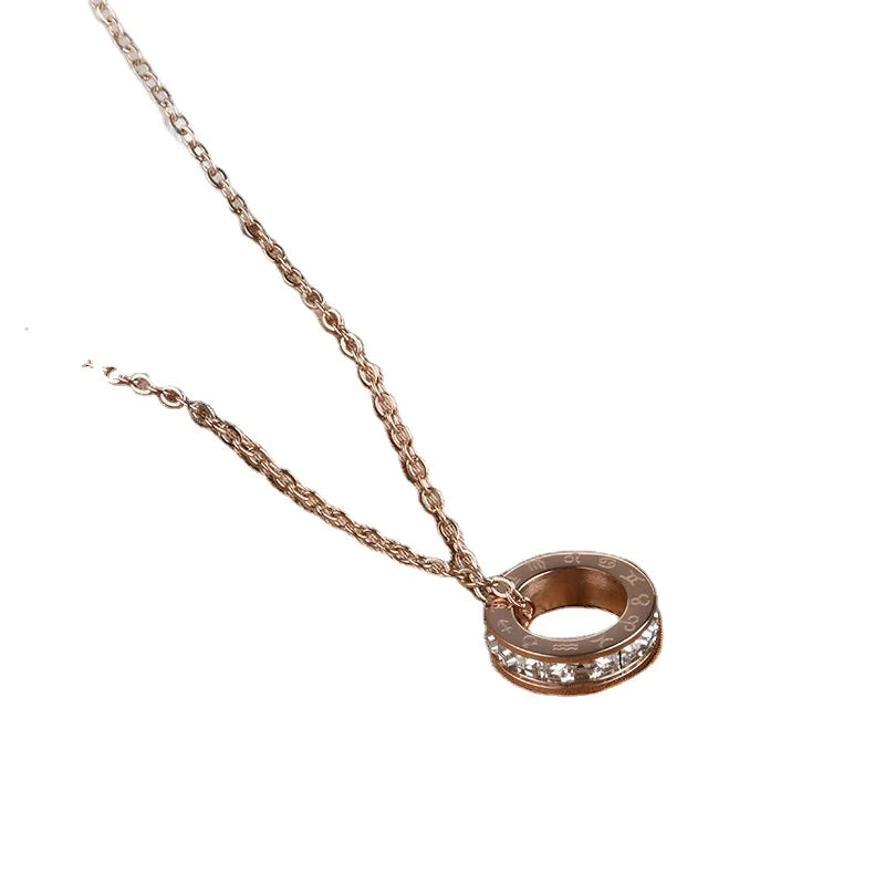 2025 Clavicle Chain Women's Rose Gold Titanium Steel Simple Temperament Necklace Women's Jewelry