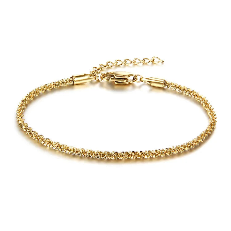 18K Gold Plated Stainless Steel Sets Chain Necklace Bracelets for Women Jewelry Sparkle Cauliflower Chain