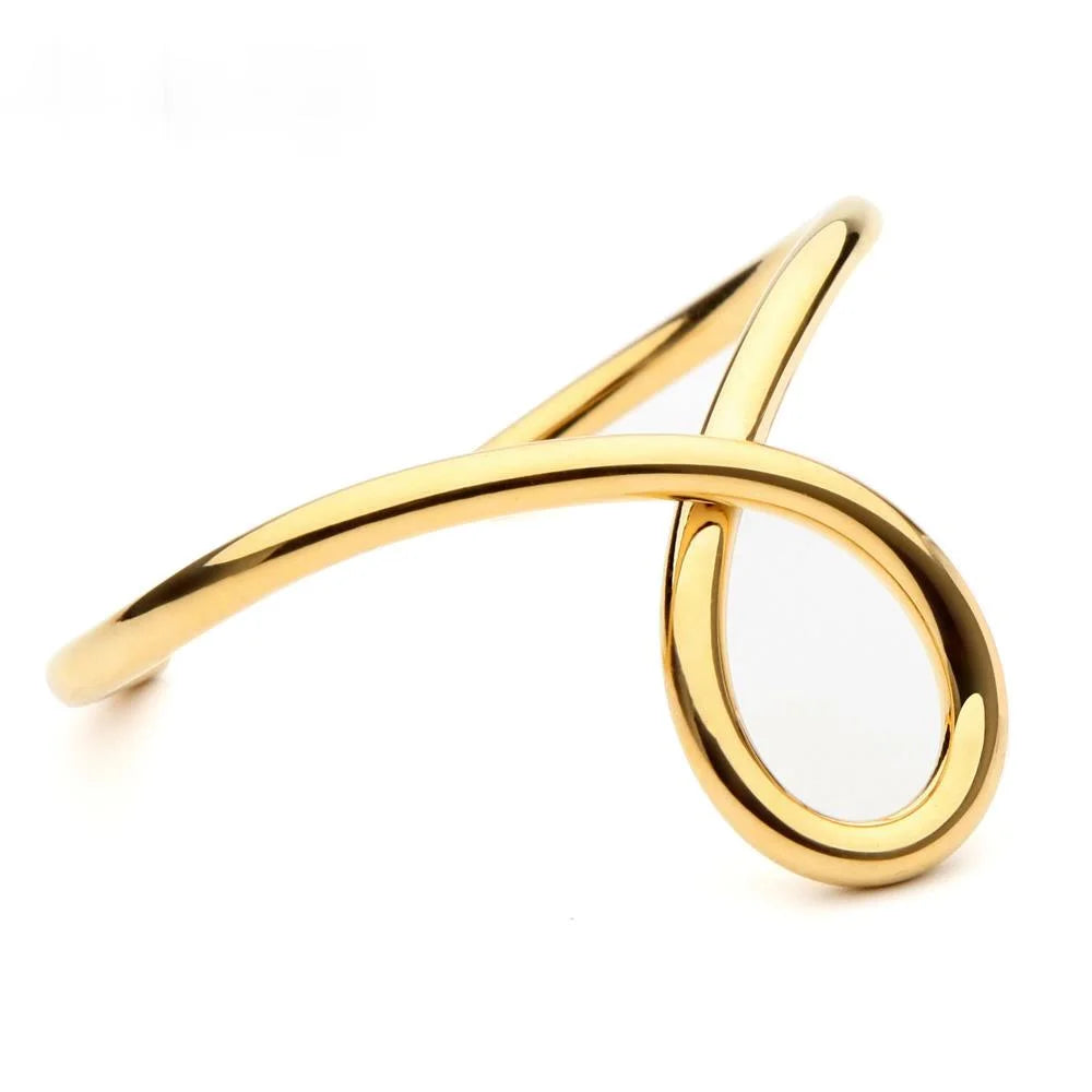 Women's Exaggerated Gold Plated Simple Lines Bracelets Popular Noeud Armband Brass Bangles Cuff Bangle Pulseiras Fashion