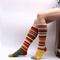 Wholesale Autumn Multi Colour Striped Calf Socks Women Casual Vintage Colorful Cotton Knee High Socks