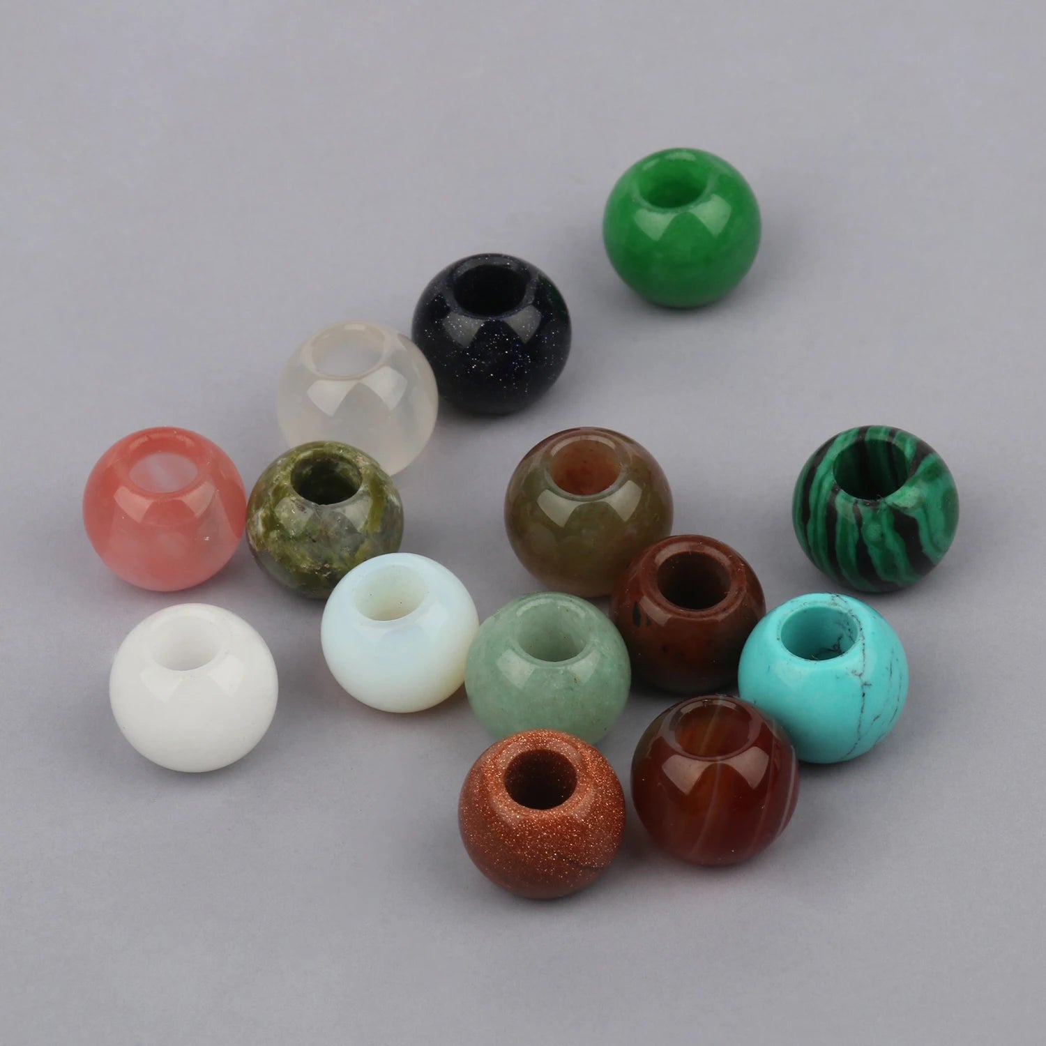 12x10mm Round Natural Semi Gemstone White Opal/Turquoises Loose Beads with 5mm Hole for Jewelry Making Accessories