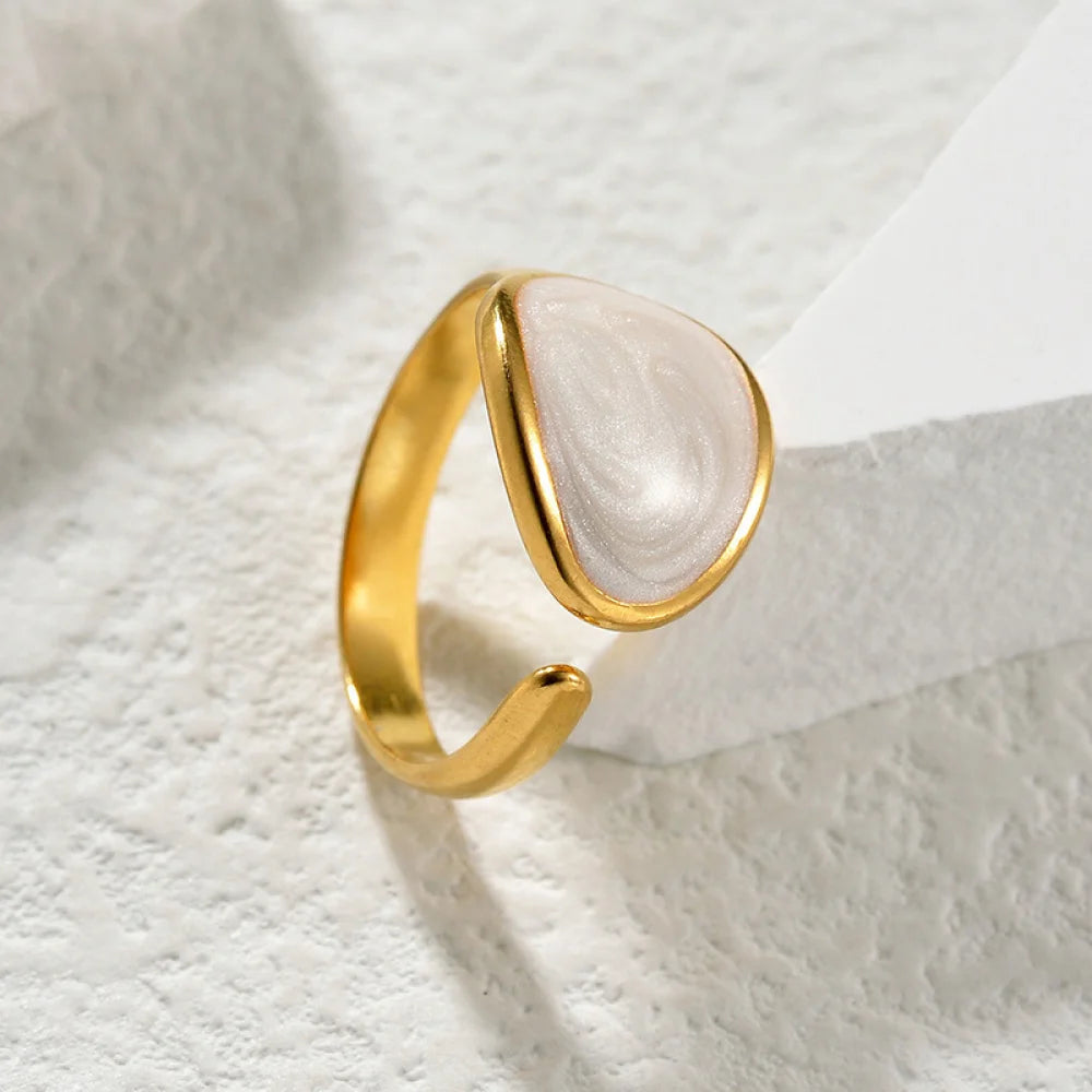Newest Arrival Geometric Oil Dripping Ring No Fade Gold Plated Stainless Steel Ring Women Jewelry
