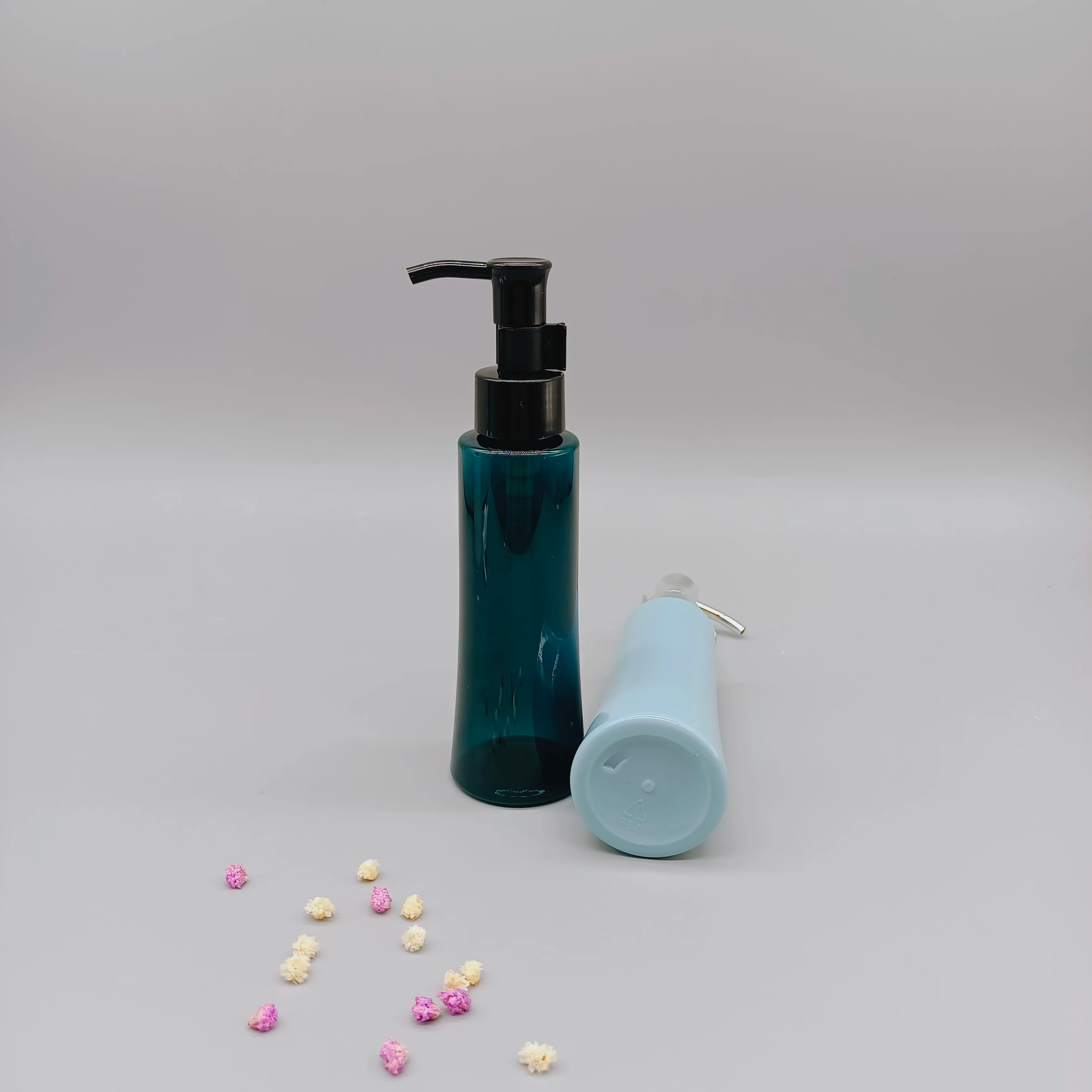 Wholesale Round Shape 100ml PET Bottle with Pump Sprayer Screen Printing for Skin Care Serum Customized Colors Facial Cleansing