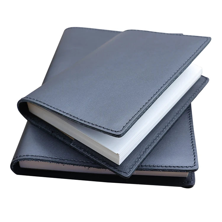 Genuine Leather Handmade Creative Notebook Set Refill Planner Stamping Logo Black Crazy Horse Vintage Journal A6