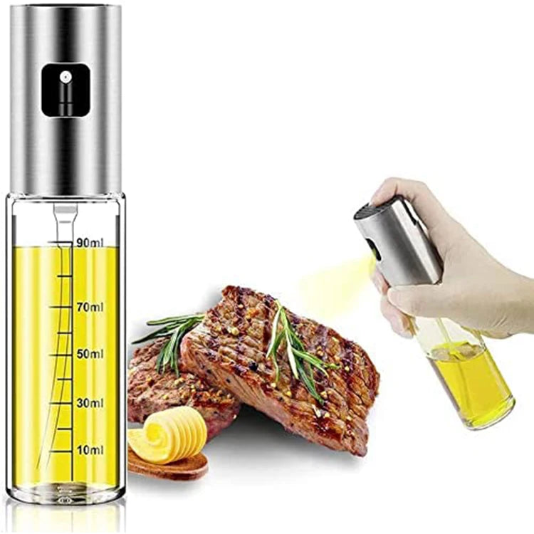 3-Piece Set Oil Spray Bottle Vinegar Bottle Oil Dispenser Cooking Tool Salad BBQ Cooking Glass Oil Sprayer With Scale