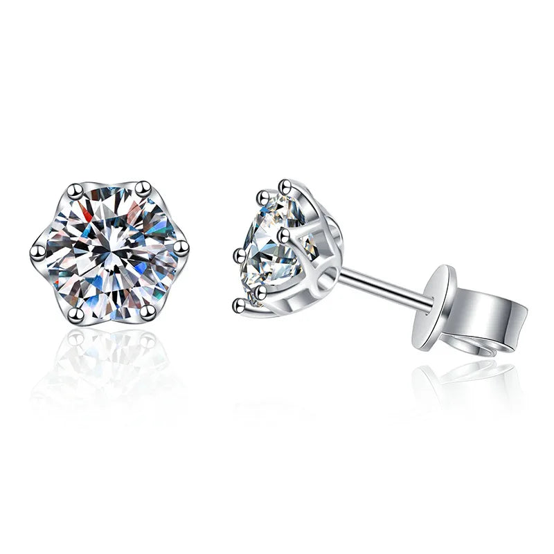 S925 Sterling Silver Mosan Diamond Rose Petals Elegant Moissanite Earrings