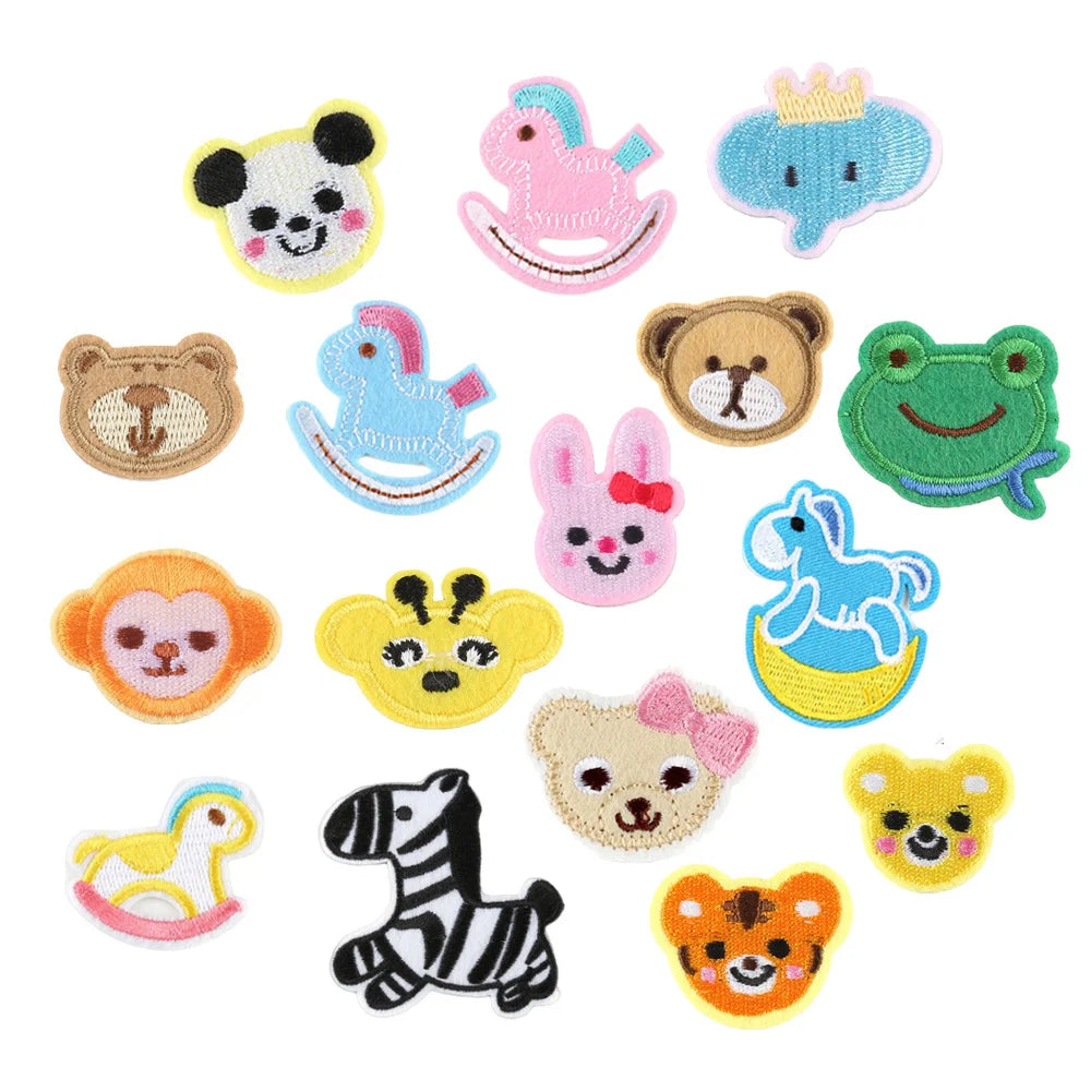 Cute Small Animal Head Hobbyhorse zebra Design Iron on Embroidery Patches Diy Embellishment