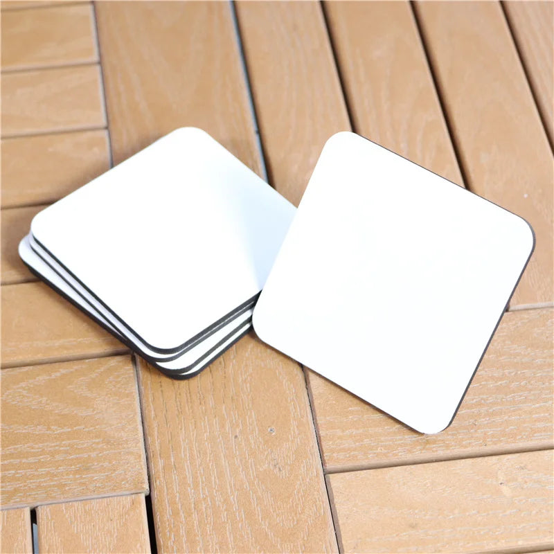 MDFSUB in Stock  Non-Slip 4mm Thickness 90x90mm Square MDF Customer Coaster Blank Sublimation MDF Coaster