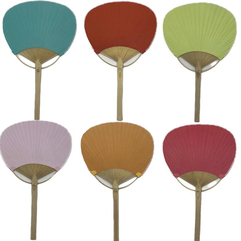FAREA Personal Bamboo Ribs Wooden Ribs Paper Helding Fold Fans Circular Fan Bamboo Gift Wedding Favors and Gifts Paddle Fans