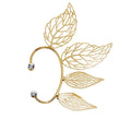 SC Vintage Zircon Diamond Hollow Cuff Earrings No Fading Gold Plated Leaf-shaped Cuff Earrings for Women