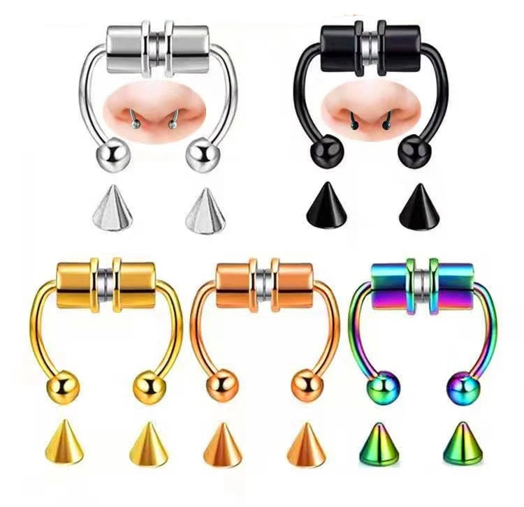 Nostril Piercing Jewelry Faux Septum Horseshoe Hoop Nose Ring Non Piercing 316L Stainless Steel Magnetic Nose Ring