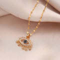 2022 Trendy Stainless Steel Jewelry Necklace Inlaid Zircon Pendants Necklace Devil Eye Pendant Necklace for Women and Men