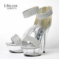 Transparent Stiletto 15 cm Pole Dance High Heels Silver Banquet Party Crystal Club Striptease Platform Leaky Toe Sandals