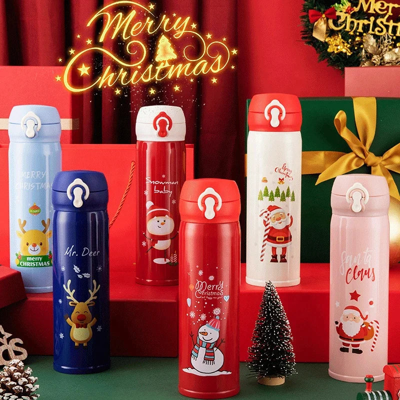 New Best-selling Christmas Water Bottle Reusable Bpa Free Double Wall Insulated Stainless Steel Vacuum Thermos Flask Bottle