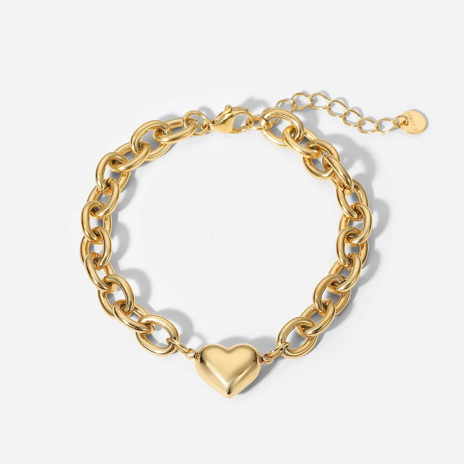 TOP Selling 18K Gold Wide O Chain Heart Bracelet Women INS Retro Love Stainless Steel Bracelet Wholesale Fashionable Jewelry