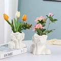 Nordic Style Body Art Ceramic Vase Ornaments Handicraft Human Face Vase Living Room Flower Vase