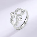 Rotating Beads Anxiety infinity Rings For Women Men Anti Stress Adjustable Fidget Ring Zircon Cross Open Cuff Finger Rings