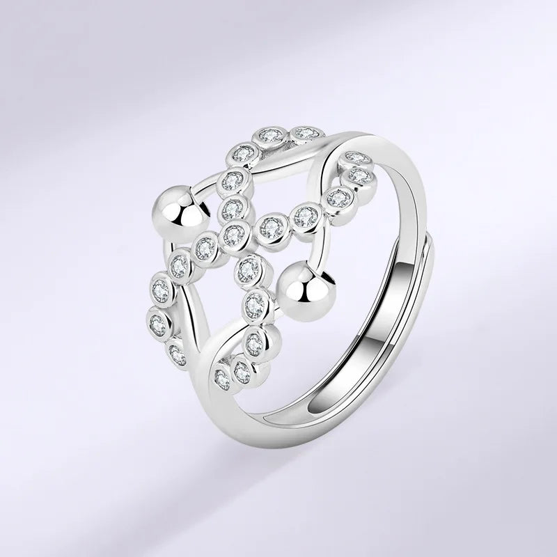 Rotating Beads Anxiety infinity Rings For Women Men Anti Stress Adjustable Fidget Ring Zircon Cross Open Cuff Finger Rings