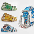 Hip Hop Rhinestone Belts Trendy Solid Color Sparkling PU Leather Belt Cowboy Cowgirl Jeans Pants Belt for Women Girls