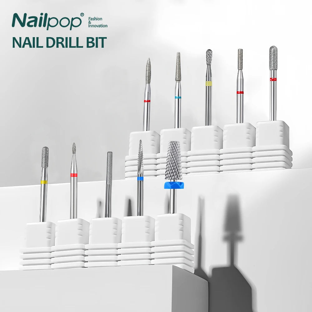 Nailpop Tungsten Carbide Diamond Nail Drill Bits Manicure Cuticle Nail Cutter Grinding Machine Professional Art Nail Supplies