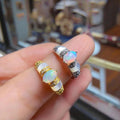 Exquisite Vintage S925 Sterling Silver Ring 5mm*7mm Natural Opal Full Finger Fashionable Fine Jewelry for Birthday Parties