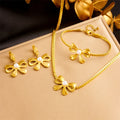 Vintage Braided Chain Snake Chain Stainless Steel Inlaid Pearl Bow Jewellery Set for Women
