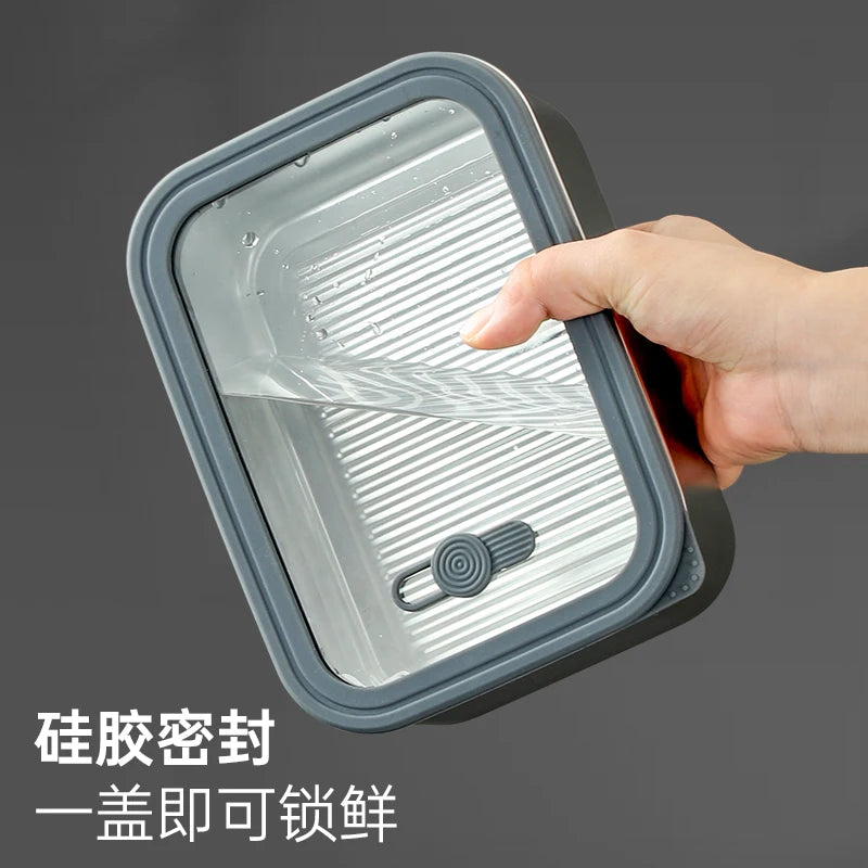 Wholesale 304 Stainless Steel Dual-Tier Compartments Lunch Box Kids Heat-Resistant Leakproof Heatable Microwavable Glass Lid