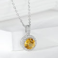 YBO Luxury 925 Sterling Silver Dainty Women's Pendant White Gold Plated Natural Citrine Engagement Wedding Necklace Trendy