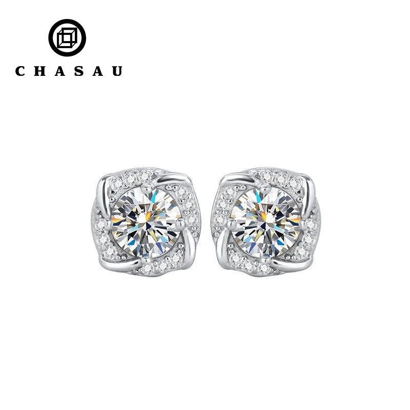 Moissanite Studs Earrings 5MM 6.5MM Carat S925 Silver Little Windmill Bride Wedding Diamond Studs GRA Women's Earrings