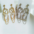 SC Vintage Gold Plated Dangle Earrings Multilayer Hollow Long Tassel Earrings Human Face Contour Earrings