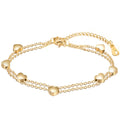 18k Gold Women Bangle Simple Elegant Stainless Steel Chain Heart Charm Bracelet Multilayer Heart Bracelet for Valentine Jewelry
