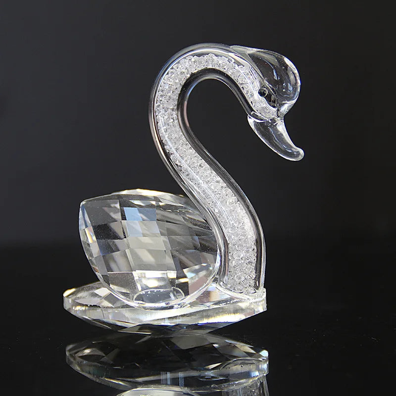 Diy Transparent Swan Figurines Craft Crystal Gift for Wedding Valentine's Day Favors and Gifts Souvenir Table Decoration With Box