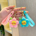 Colorful Key Ring Pendant Car PVC Flower KeyChain Key Accessories Kawaii Small Flower Creative Cute 3D Cartoon Plastic Keychain