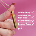 Customized Stainless Steel LOGO Name Engraved Rectangle Bar Pendant Necklace