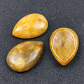 DIY 29x40x8mm Assorted Natural Stone Teardrop Yellow Jade Beads for DIY Jewelry Worry Stone Crafts