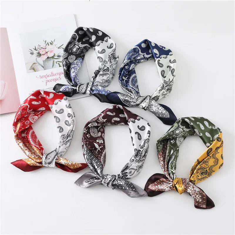 Cashew Silk Scarf for Lady Emulation Silk Color Restoring Ancient Ways d Towel 60 cm Double Color Color Matching Joker Scarf