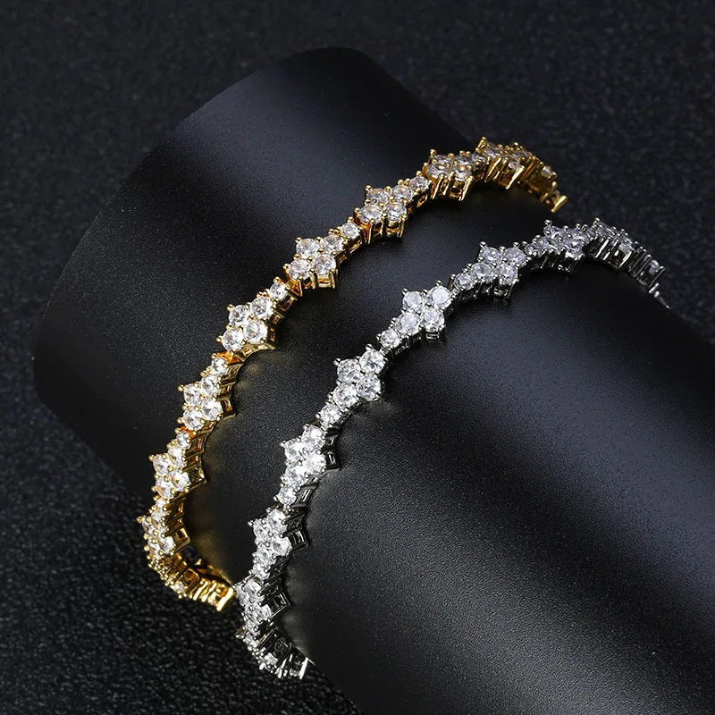 VEROMCA Hip Hop 6.5mm Spring Clasp Zircon Tennis Bracelet Fashion Jewelry Men Women Personalized Couple Bracelet
