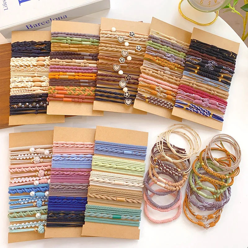 HOT Hair Ties Set Bohemian Style Scrunchies Hair Ties Bracelets Ponytail Accessories Brand for Girls