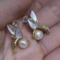 Hot Elegant Natural Real Pearl Earrings Needle Gold Plated Mermaid Tail Stud Earrings for Women