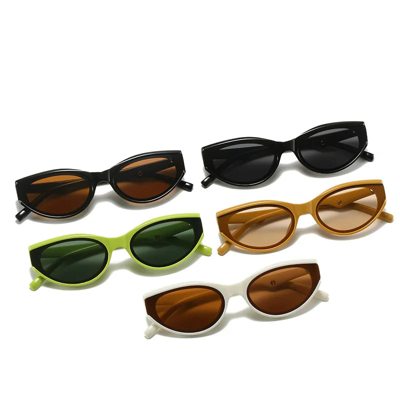 Sunray in Stock Popular Ladies Cat Eye Sunglasses for Adults Personalised Jelly Colour White Red Blue Frames Made PC Material