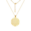 Hollow Flower Round Pendant Necklace Vintage Design Neck Chain Stainless Steel Jewelry Gift