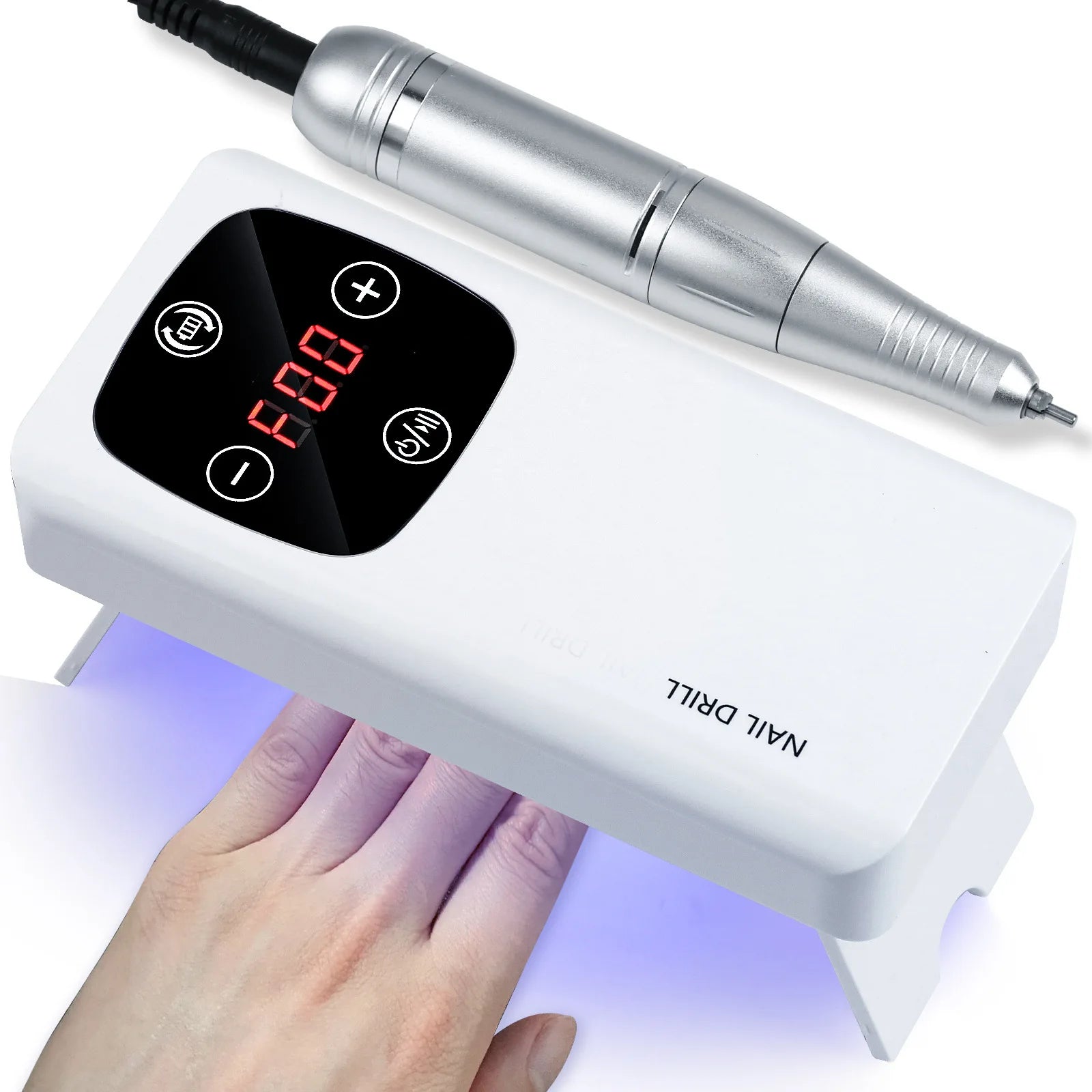 High Quality  Nail Polisher 2 in 1 High Speed 0-45000RPM Portable Rechargeable Nail Drill Machine With Nail UV Lamp