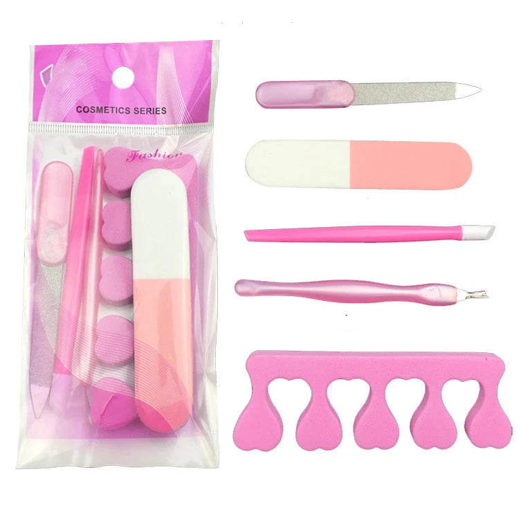 Professional Reusable Manicure Tool Set for Nail Care Includes Nail File Dead Skin Pusher Toe Separator