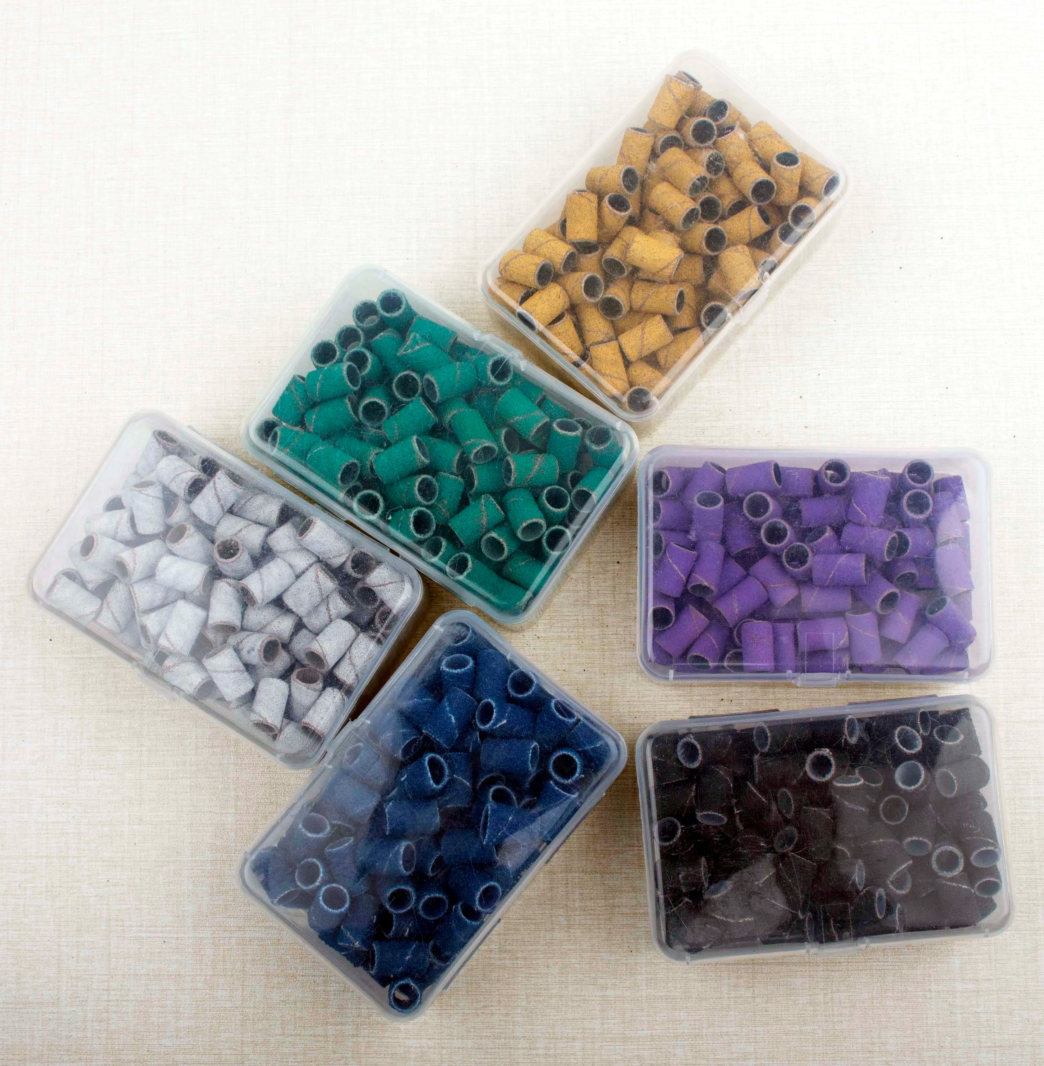 Professional Zebra Purple Green Manicure & Pedicure Set Sanding Band with Mandrel for Nail Drill Bits