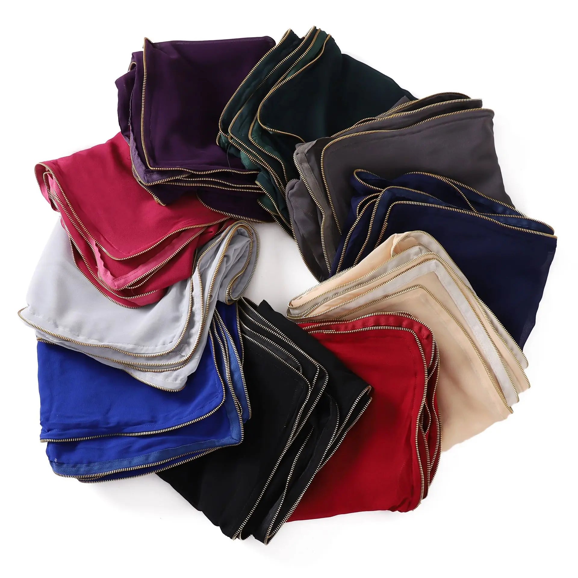 Wholesale Women Chiffon Scarf Luxury Fashion Soft Chain Hijab Pure Color Comfortable European Style Other Scarves Shawls